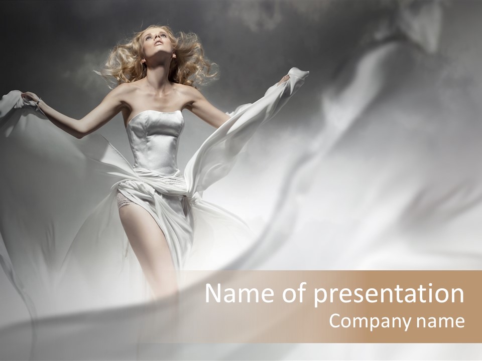 Sitting Windblown Seated PowerPoint Template