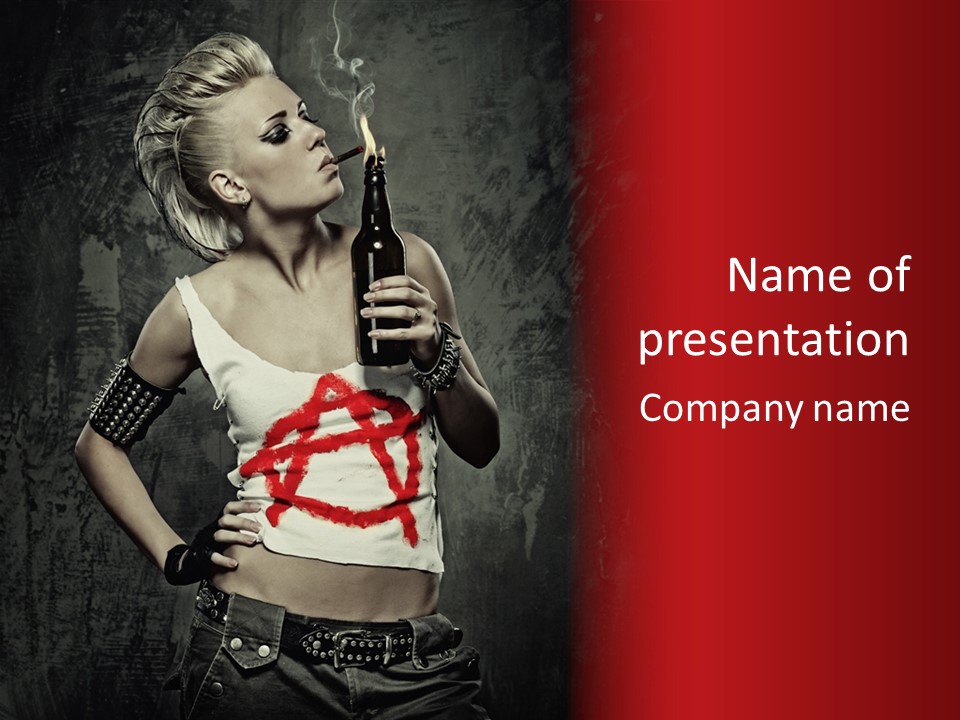 Female Antiglobalism Girl PowerPoint Template