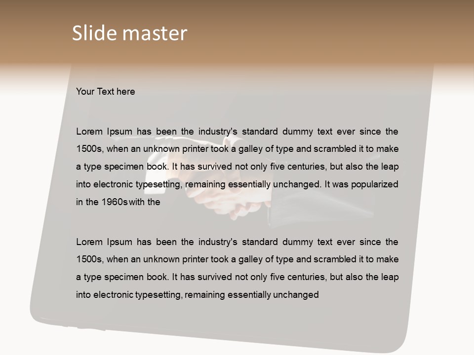 Business Handshake Netbook PowerPoint Template