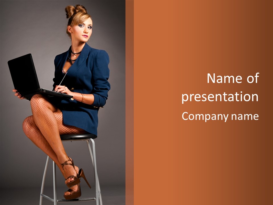 Flirting Fashion Businesswoman PowerPoint Template