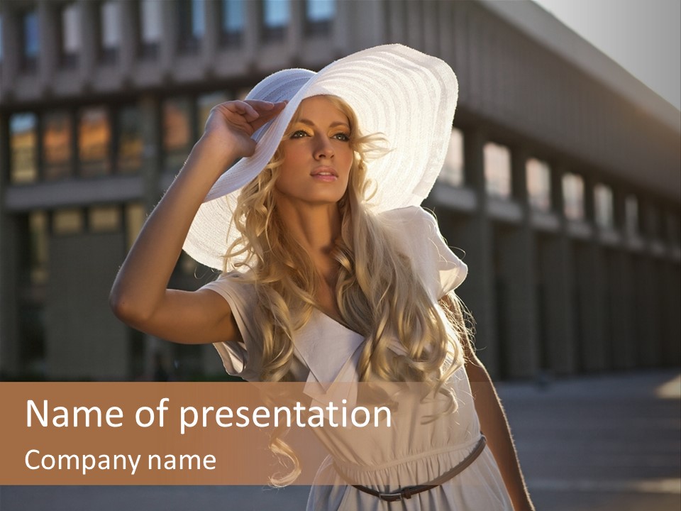 Headwear Female Street PowerPoint Template