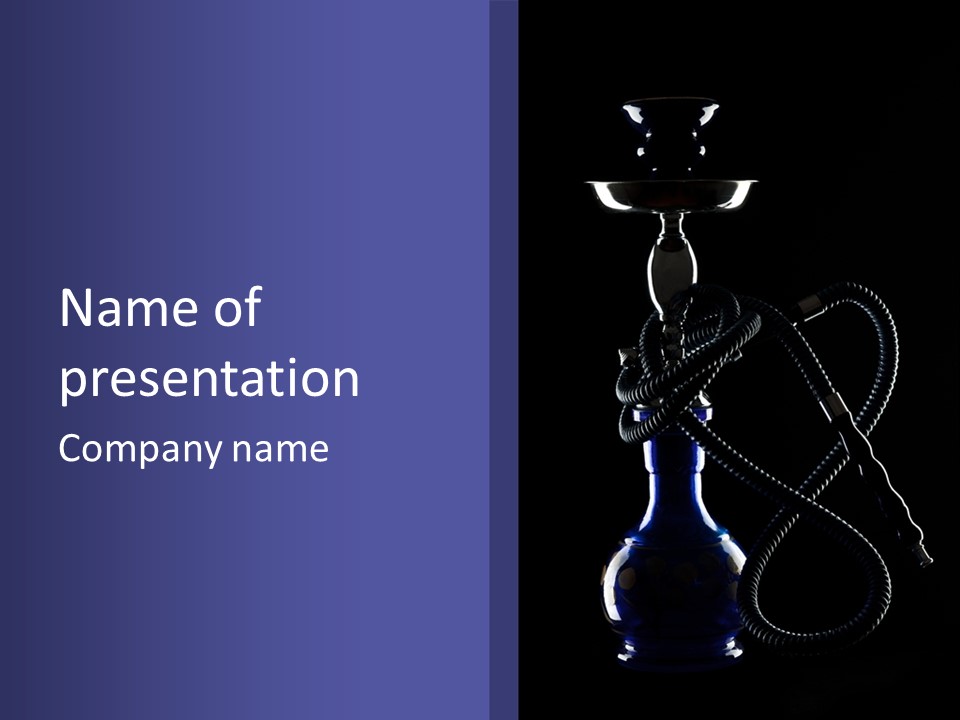 Water Pipe Hookah Blue PowerPoint Template