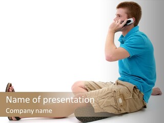 Boy Teen Cell PowerPoint Template