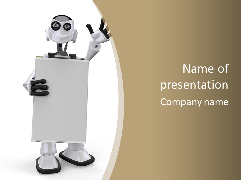 White Tech Robot PowerPoint Template