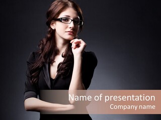 Eyeglasses Fashion Pose PowerPoint Template