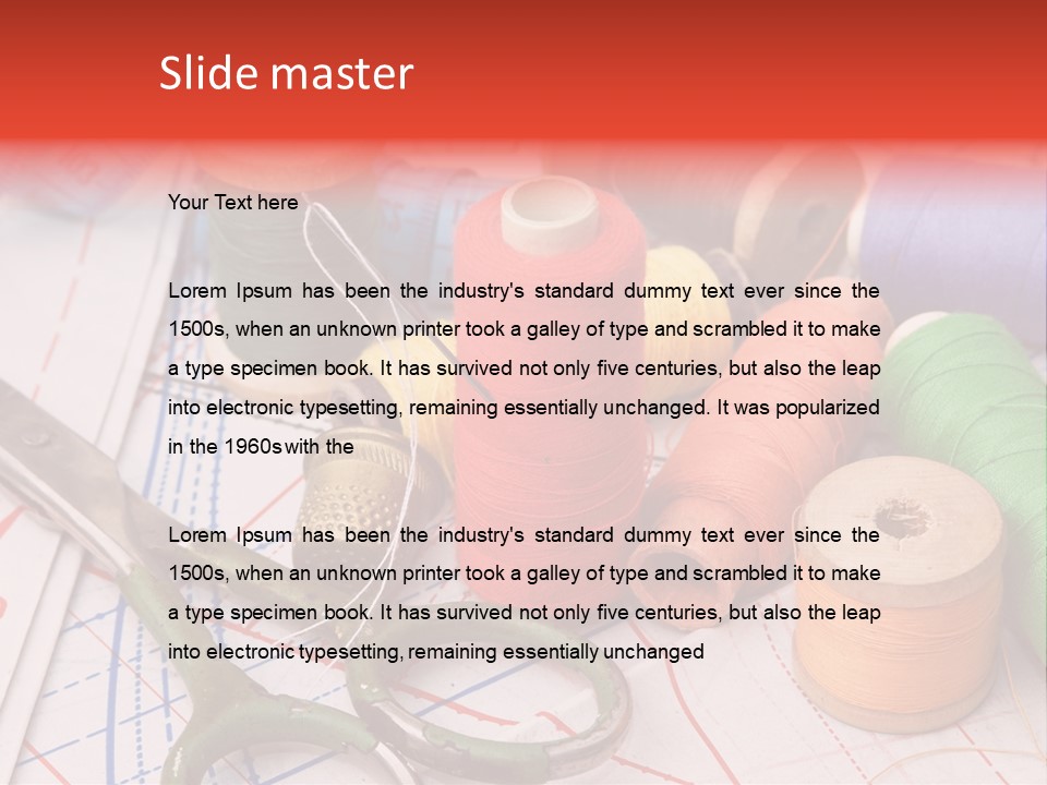 Buttons Cotton Tape Measure PowerPoint Template