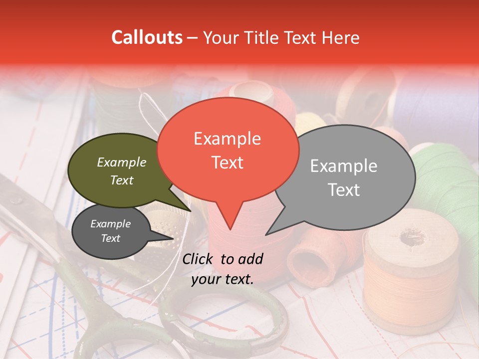 Buttons Cotton Tape Measure PowerPoint Template