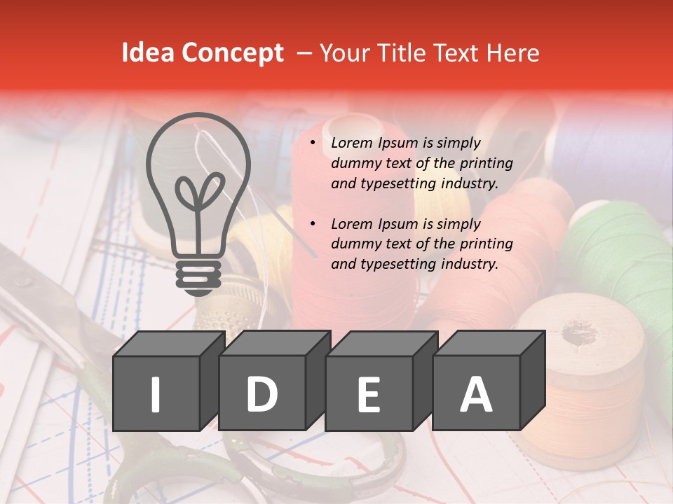 Buttons Cotton Tape Measure PowerPoint Template