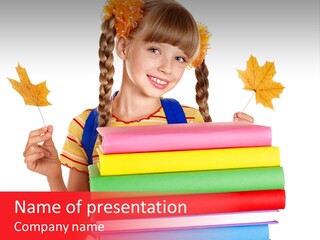 Maple Female Schoolchild PowerPoint Template