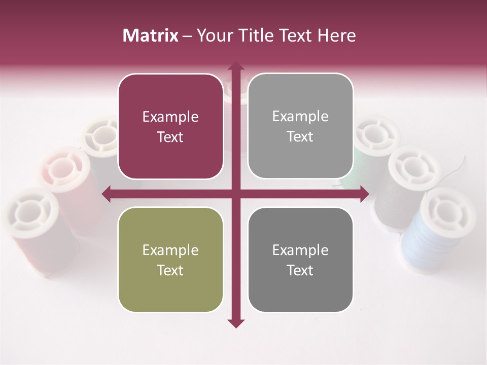 A Group Of Spools Of Thread On A White Surface PowerPoint Template