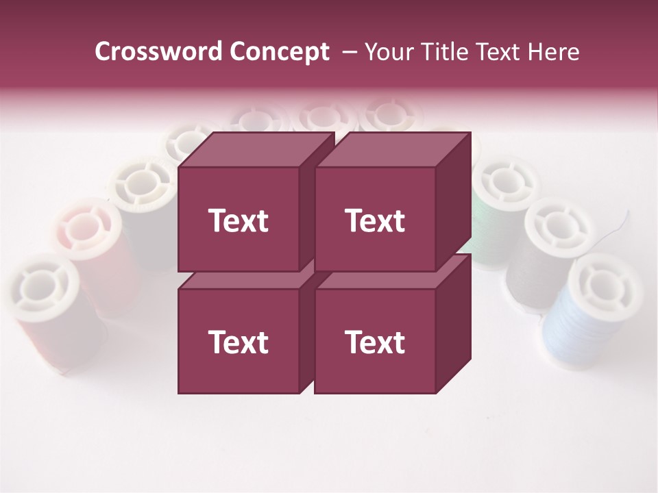 A Group Of Spools Of Thread On A White Surface PowerPoint Template