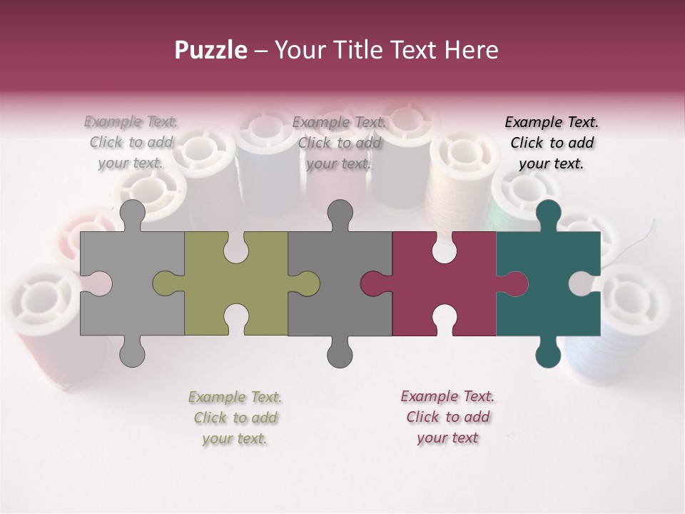 A Group Of Spools Of Thread On A White Surface PowerPoint Template