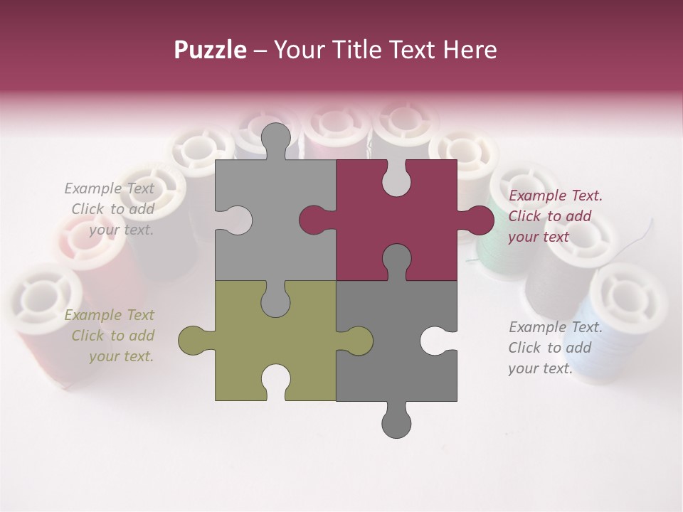 A Group Of Spools Of Thread On A White Surface PowerPoint Template