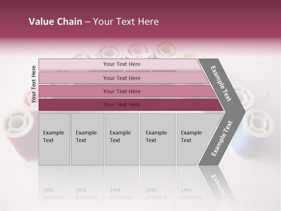 A Group Of Spools Of Thread On A White Surface PowerPoint Template
