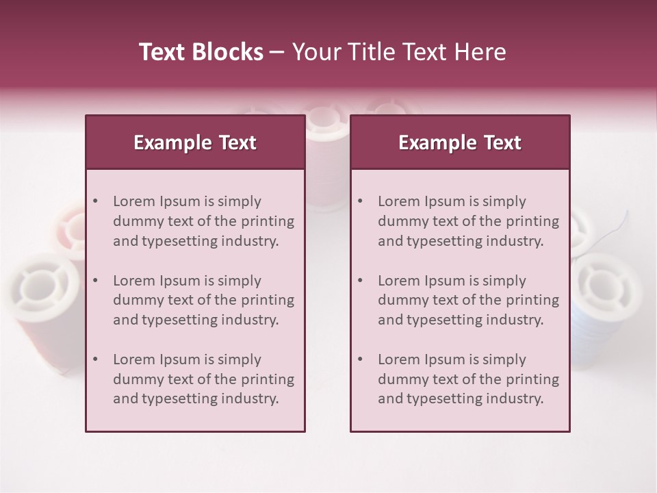 A Group Of Spools Of Thread On A White Surface PowerPoint Template