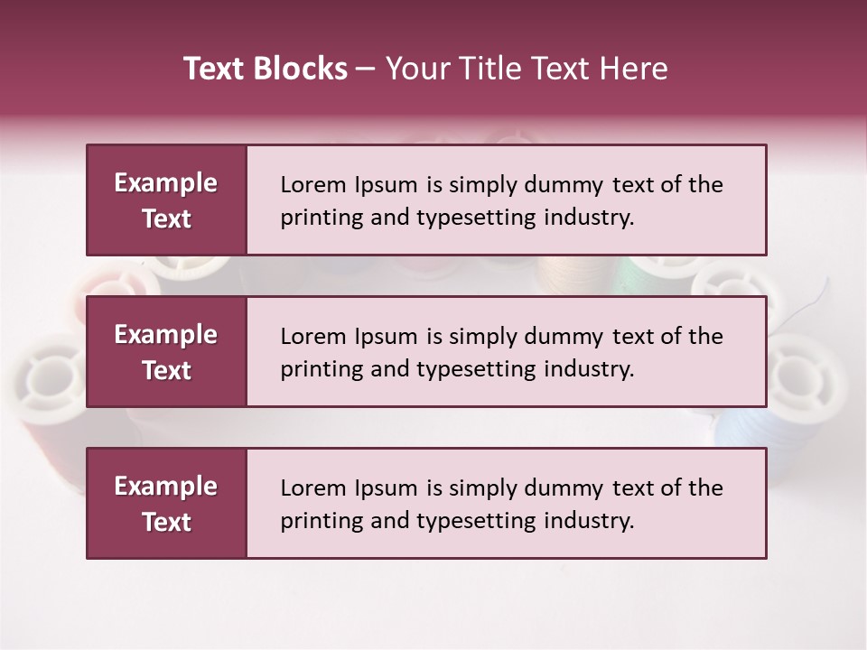 A Group Of Spools Of Thread On A White Surface PowerPoint Template