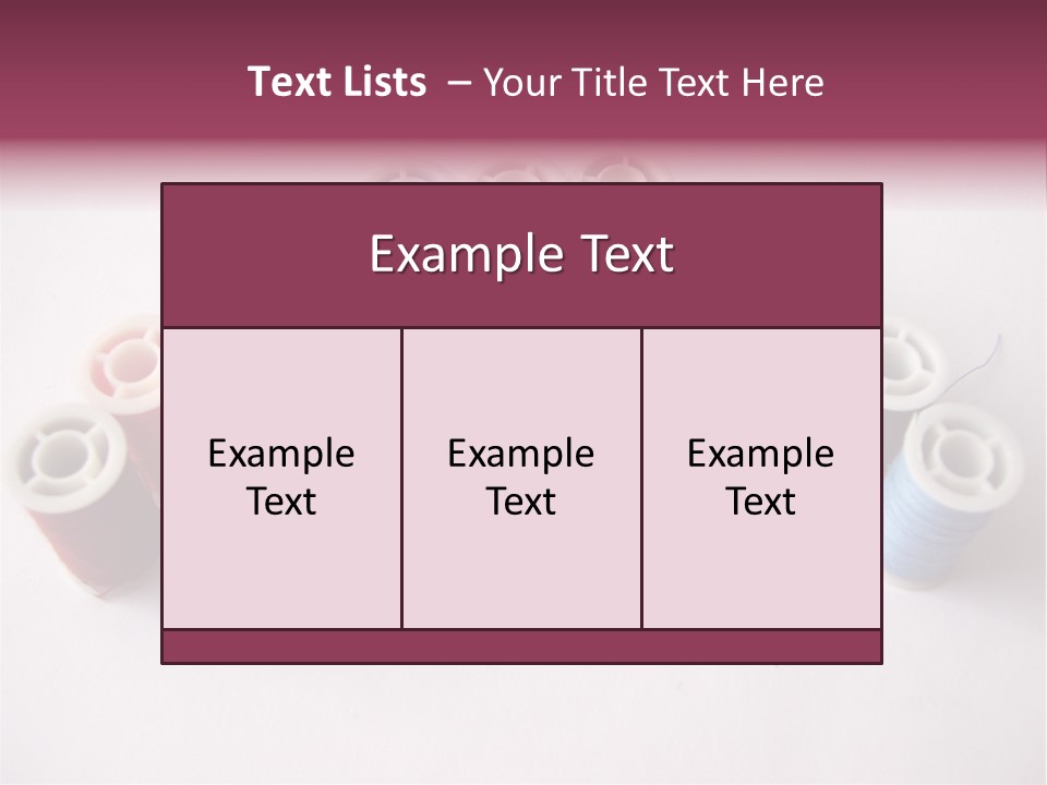 A Group Of Spools Of Thread On A White Surface PowerPoint Template