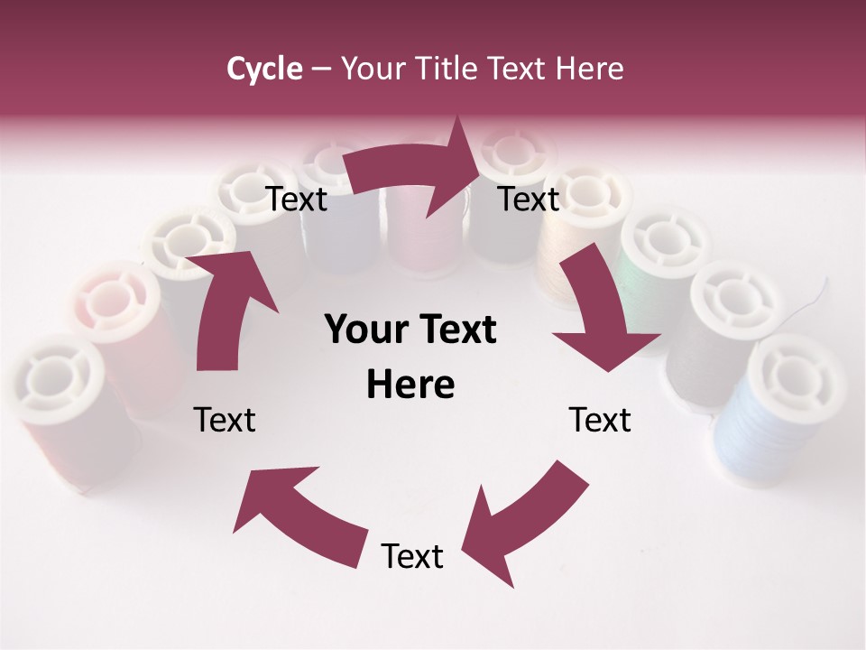 A Group Of Spools Of Thread On A White Surface PowerPoint Template