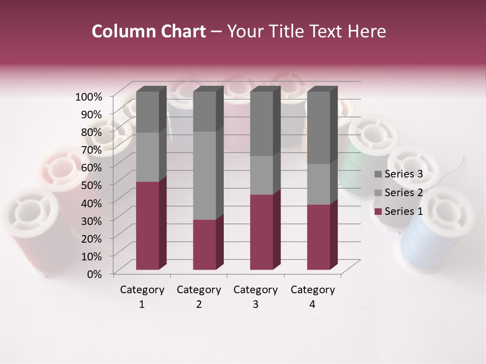A Group Of Spools Of Thread On A White Surface PowerPoint Template