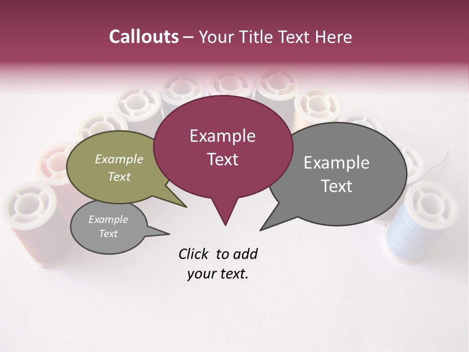 A Group Of Spools Of Thread On A White Surface PowerPoint Template