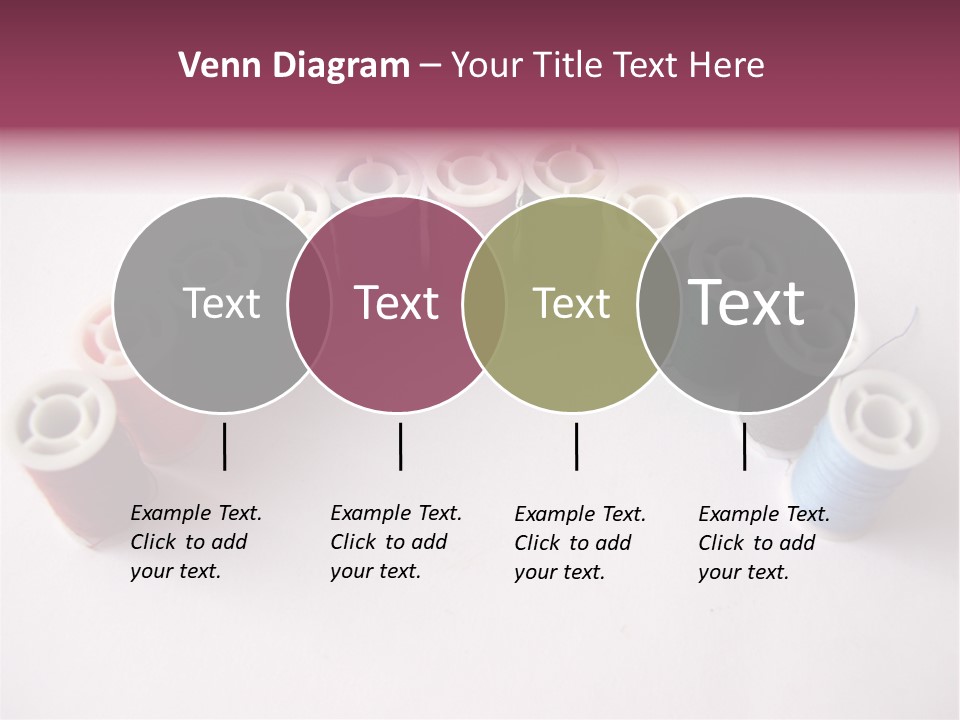 A Group Of Spools Of Thread On A White Surface PowerPoint Template