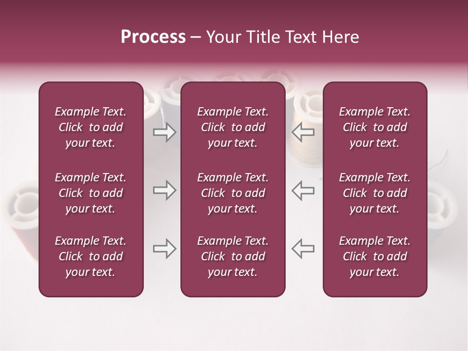 A Group Of Spools Of Thread On A White Surface PowerPoint Template