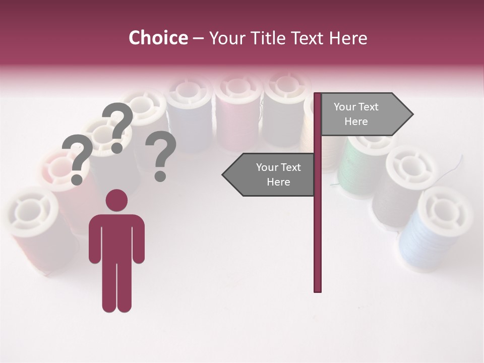 A Group Of Spools Of Thread On A White Surface PowerPoint Template