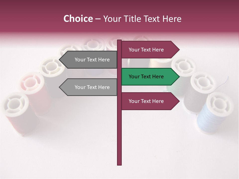 A Group Of Spools Of Thread On A White Surface PowerPoint Template