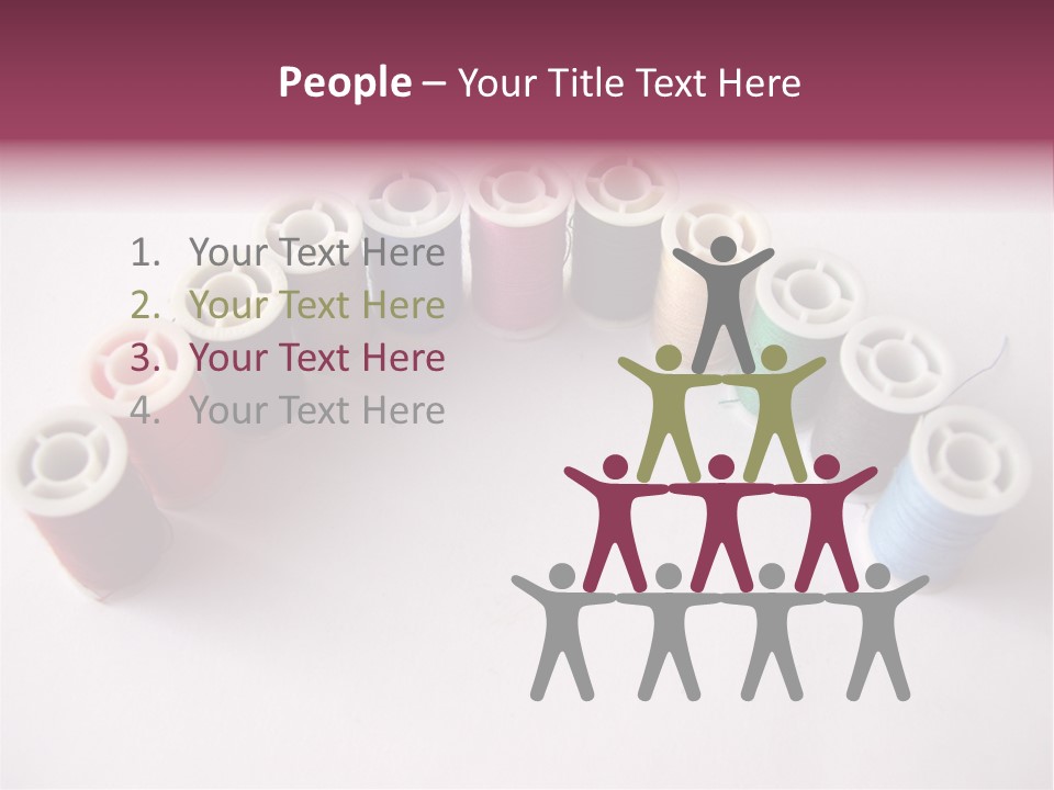 A Group Of Spools Of Thread On A White Surface PowerPoint Template