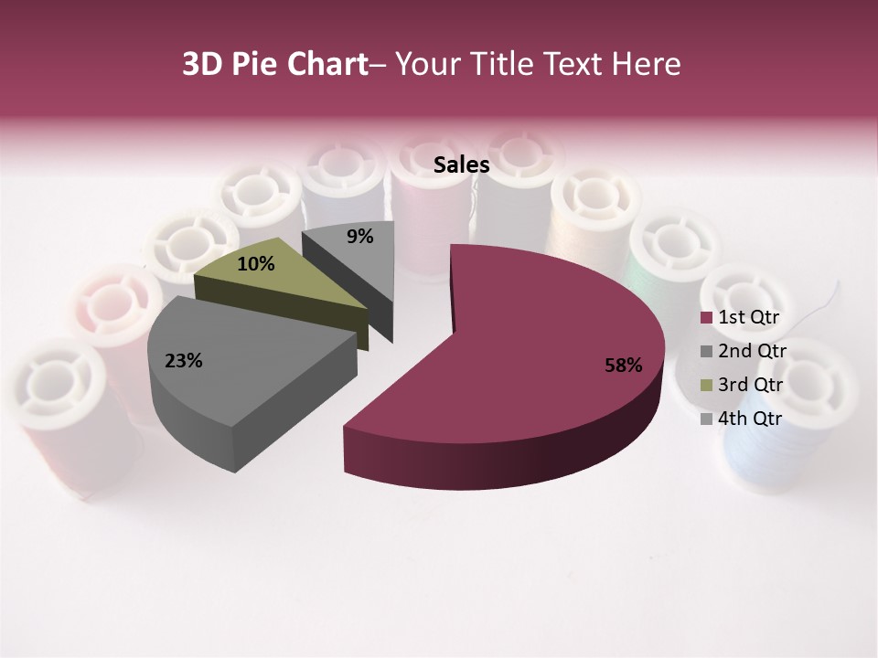 A Group Of Spools Of Thread On A White Surface PowerPoint Template