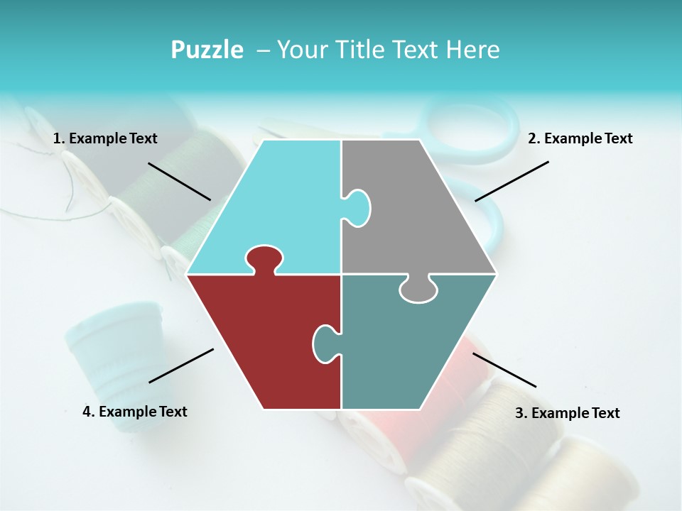 A Pair Of Scissors And Spools Of Thread On A Table PowerPoint Template