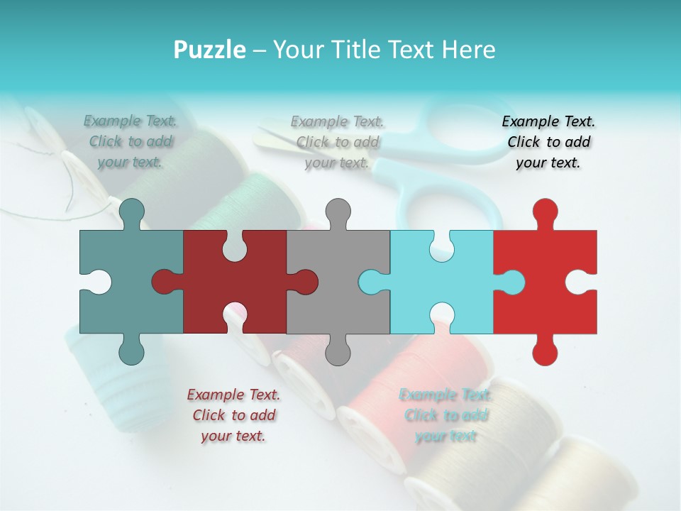 A Pair Of Scissors And Spools Of Thread On A Table PowerPoint Template