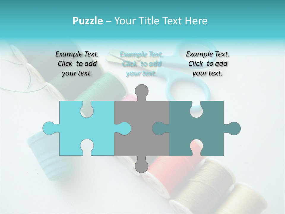 A Pair Of Scissors And Spools Of Thread On A Table PowerPoint Template