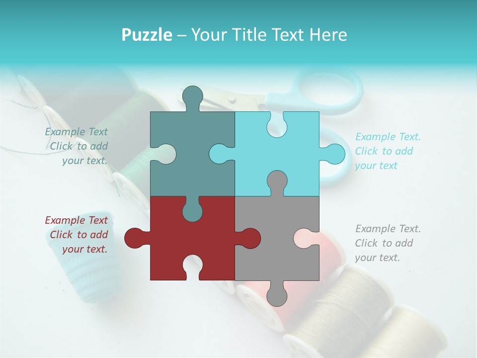 A Pair Of Scissors And Spools Of Thread On A Table PowerPoint Template