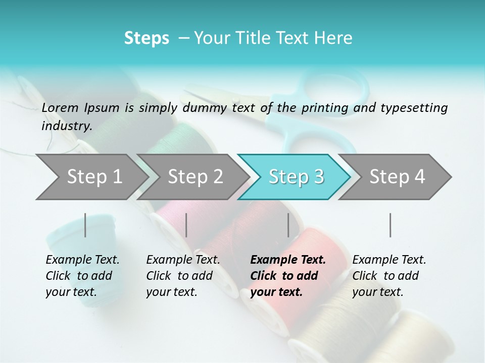 A Pair Of Scissors And Spools Of Thread On A Table PowerPoint Template