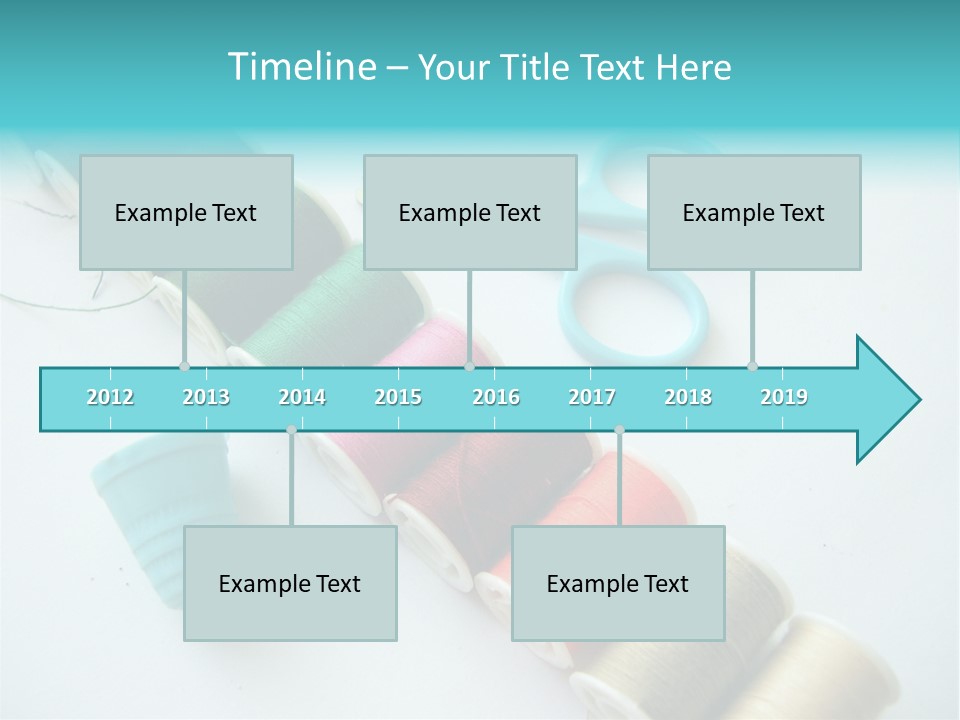 A Pair Of Scissors And Spools Of Thread On A Table PowerPoint Template