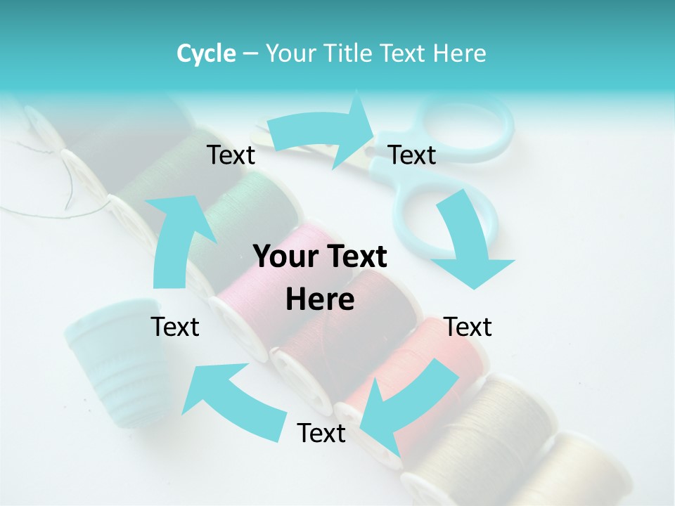 A Pair Of Scissors And Spools Of Thread On A Table PowerPoint Template
