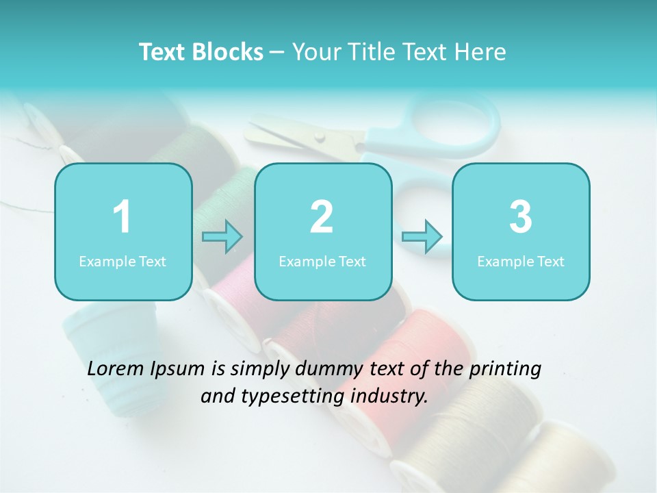 A Pair Of Scissors And Spools Of Thread On A Table PowerPoint Template
