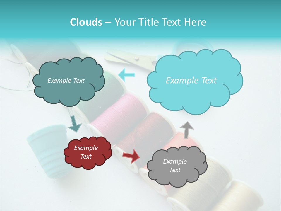 A Pair Of Scissors And Spools Of Thread On A Table PowerPoint Template