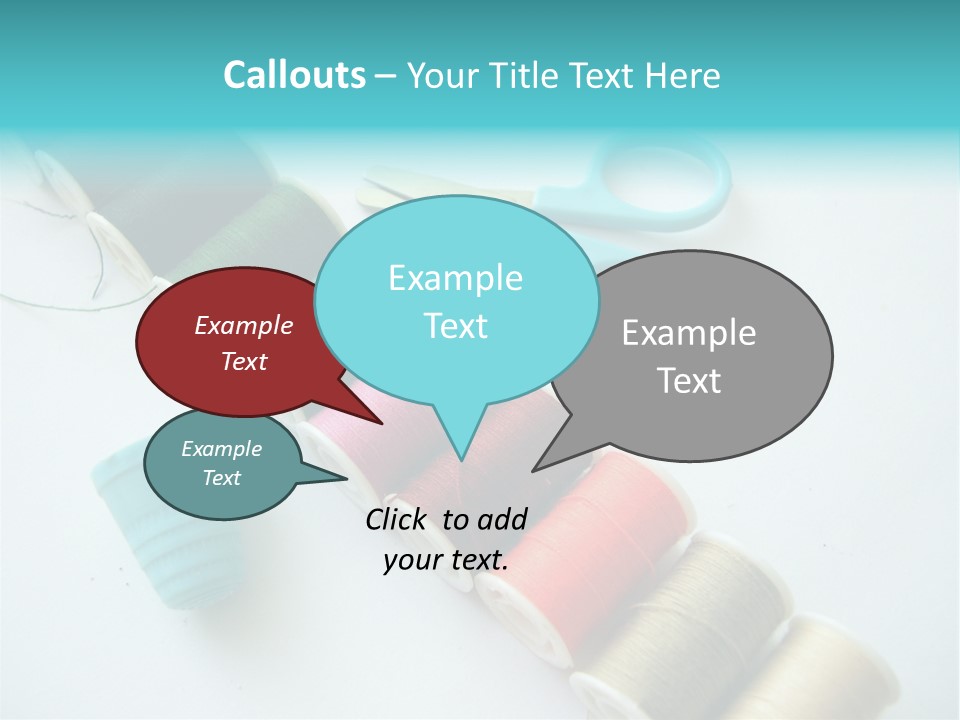 A Pair Of Scissors And Spools Of Thread On A Table PowerPoint Template