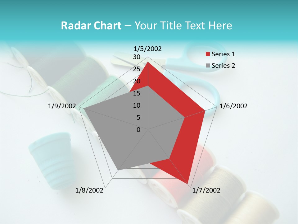 A Pair Of Scissors And Spools Of Thread On A Table PowerPoint Template