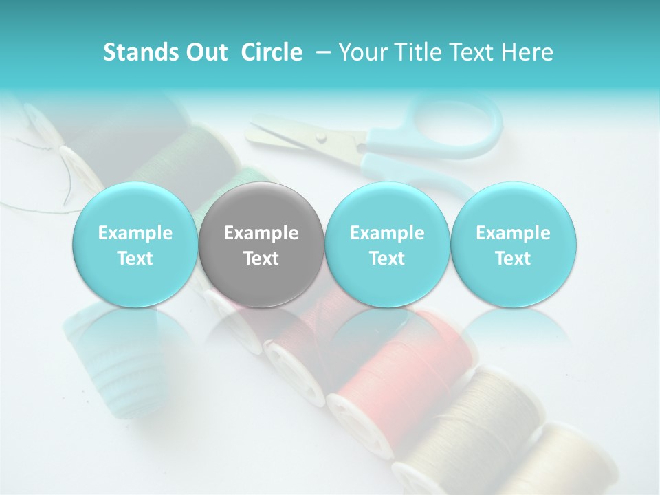 A Pair Of Scissors And Spools Of Thread On A Table PowerPoint Template