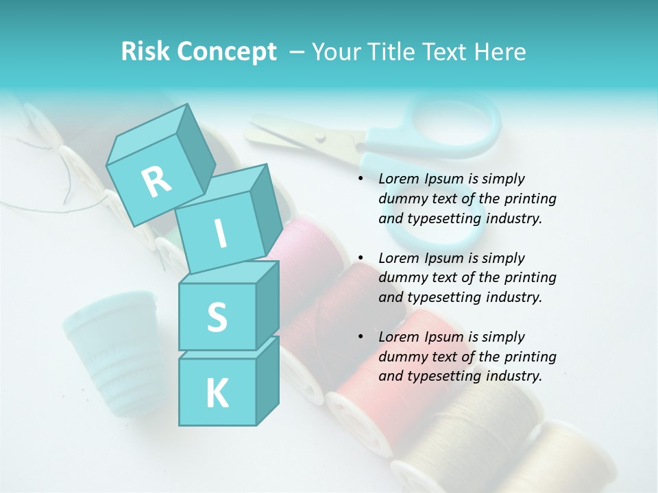 A Pair Of Scissors And Spools Of Thread On A Table PowerPoint Template