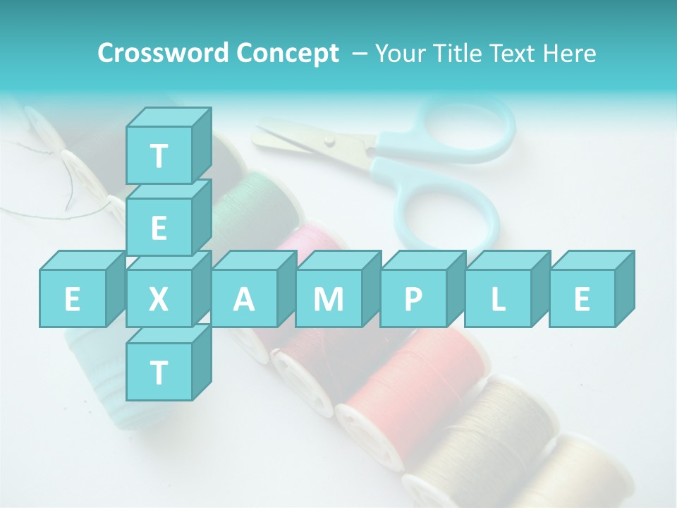 A Pair Of Scissors And Spools Of Thread On A Table PowerPoint Template