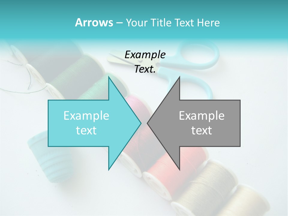 A Pair Of Scissors And Spools Of Thread On A Table PowerPoint Template