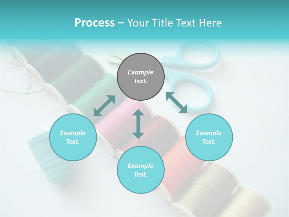 A Pair Of Scissors And Spools Of Thread On A Table PowerPoint Template