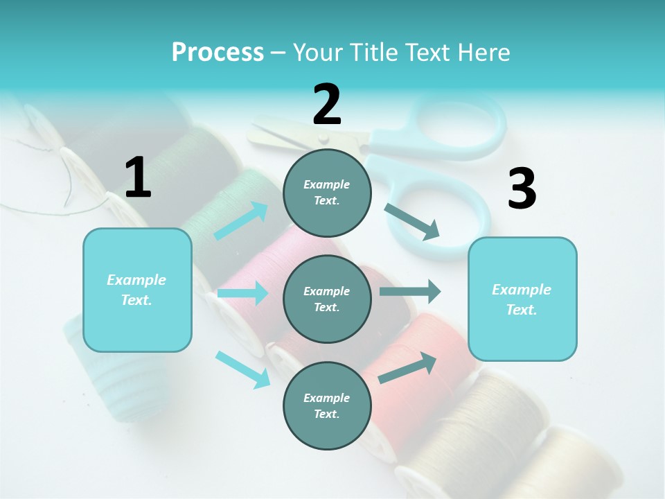 A Pair Of Scissors And Spools Of Thread On A Table PowerPoint Template