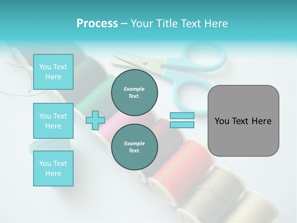 A Pair Of Scissors And Spools Of Thread On A Table PowerPoint Template