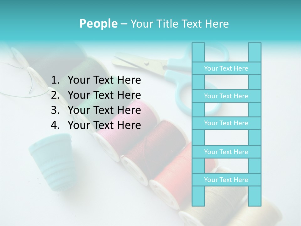 A Pair Of Scissors And Spools Of Thread On A Table PowerPoint Template