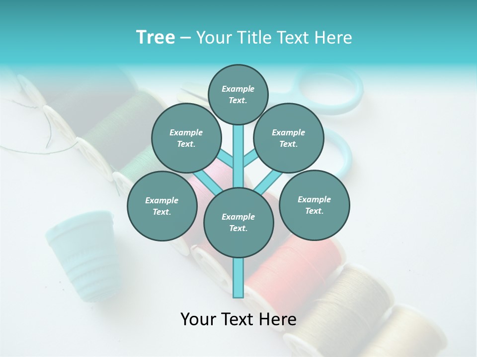 A Pair Of Scissors And Spools Of Thread On A Table PowerPoint Template